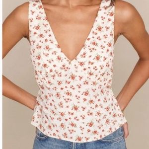 Reformation Vireo Floral V-Neck Top